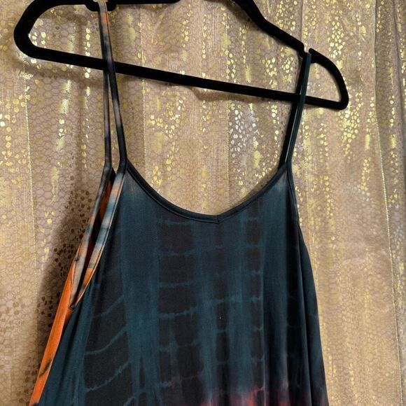Votique Red Green Orange Tie Dye Stretchy Summer Maxi Dress M/L - Picture 4 of 9
